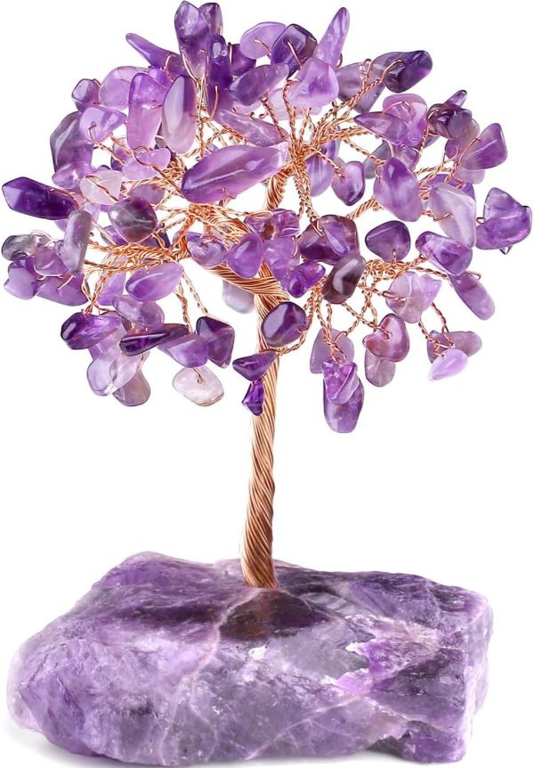 Árbol de Cristal Amatista Piedras Curativas de Cristal Natural Árbol de Energía Decoración de Escritorio de Habitación Púrpura Regalo para Mujeres Hombres